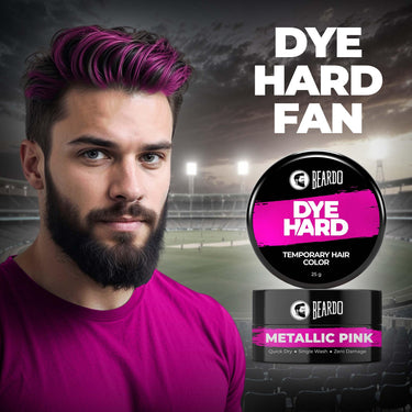Beardo Dye Hard Temporary Hair Color - Metalic Pink, 25g | Temporary 1-Day 1-Wash | DIY Instant Hair Color Makeup for Men | No Bleach | No Ammonia | No Damage